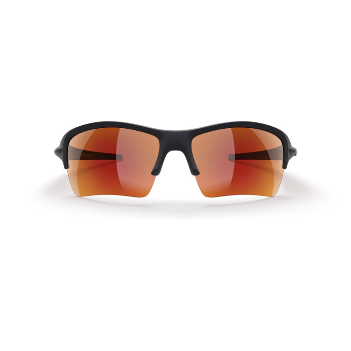 REKS Sling XM Polarized sunglasses with black and red mirrored lenses, Trivex® frame, front view.