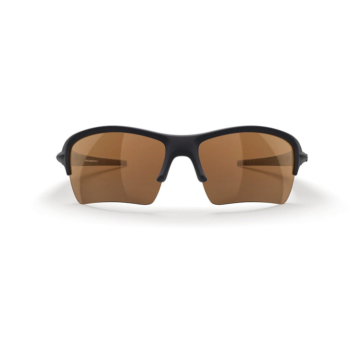REKS Sling XM polarized sunglasses with black frame and brown tinted lenses, front view showing sleek design and Trivex® lenses.