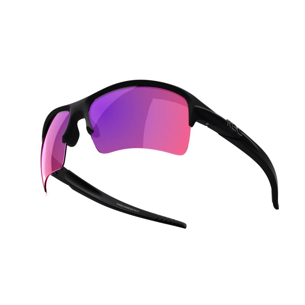 REKS® Sling XM contrast photochromic sunglasses with black frame and adjustable design, featuring fly detail on the lenses.