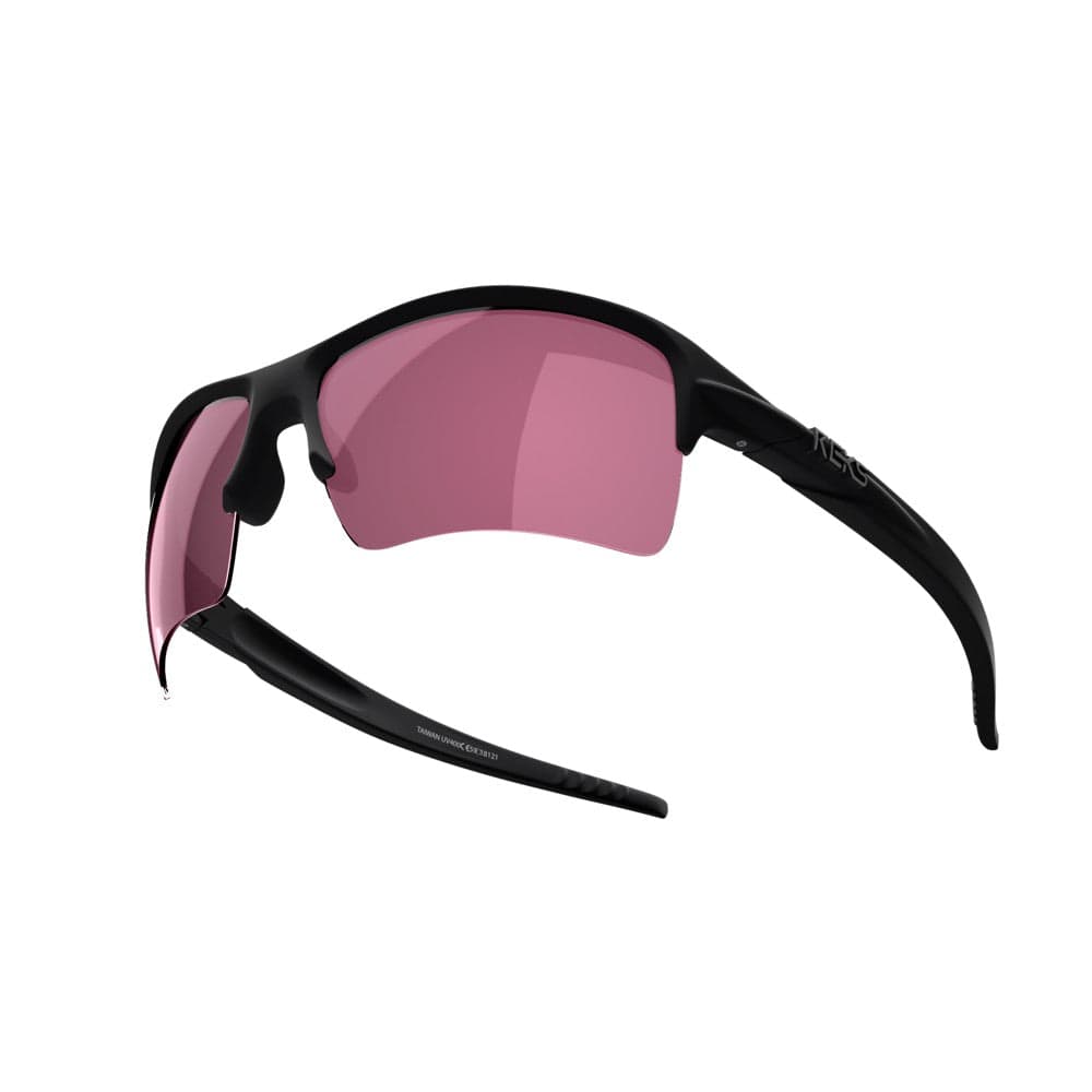Black Sling XM REKS® polarized sunglasses with rose-tinted lenses and sleek design, featuring slim arms and modern styling.