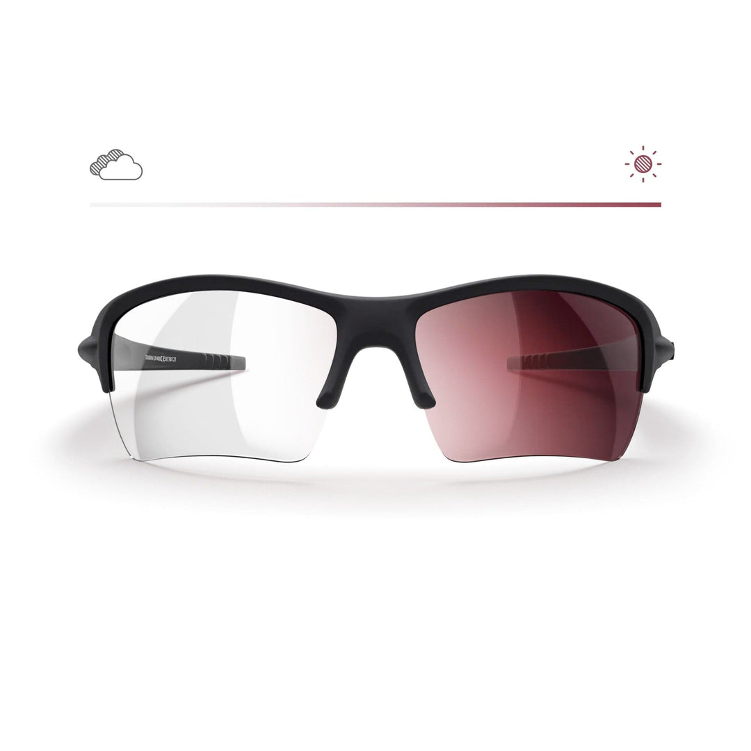 REKS Sling XM Transitions® sunglasses with black frame and golf lenses, featuring transition lenses for adaptive light control.