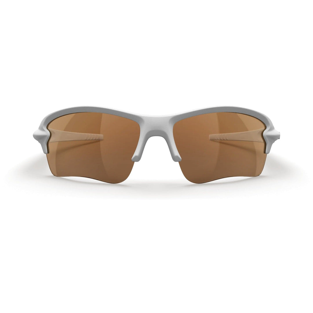 White Sling Blade Trivex polarized prescription sunglasses by REKS® with brown tinted lenses, front view showing sleek design