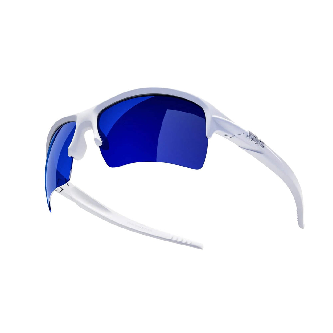 White Sling XM polarized polycarbonate sunglasses by REKS® with smoke lenses, stylish and durable for outdoor wear.