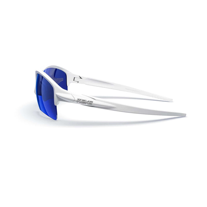 White Sling XM polarized polycarbonate sunglasses by REKS® with smoke lenses, stylish and protective eyewear for outdoor activities.
