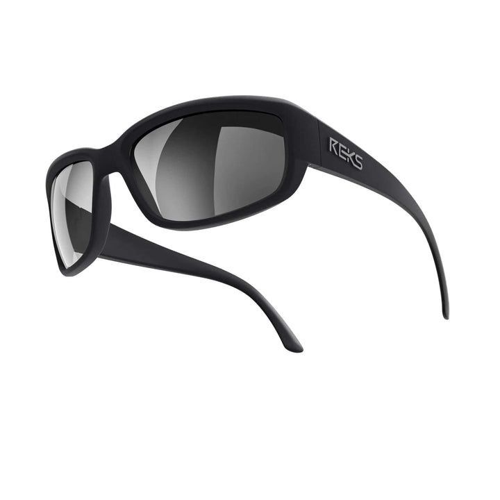 REKS® large polarized wrap sunglasses with brown Trivex lenses and red mirror coating, featuring a wrap-around design.