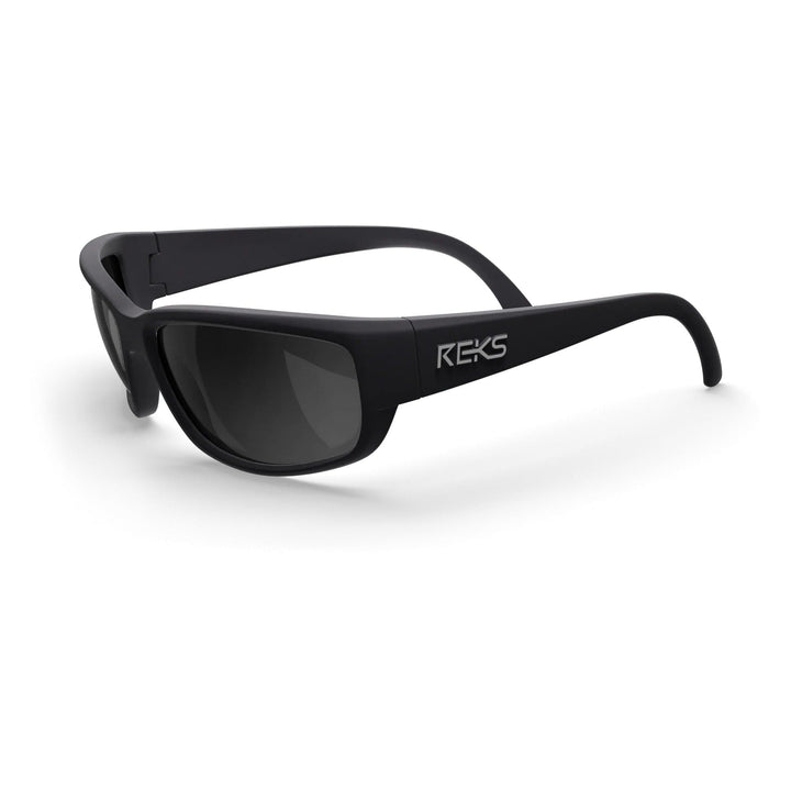 Large REKS® Wrap Polarized Trivex sunglasses with red mirror and brown lenses, featuring a wrap-around design for full eye protection.