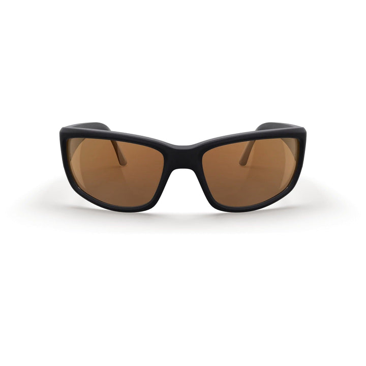 Large polarized wrap sunglasses by REKS® with red mirror and brown Trivex® lenses, offering UV protection and stylish design.