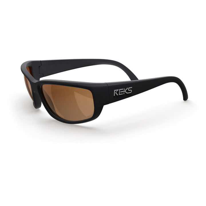 Large REKS® Wrap polarized sunglasses with red mirror lenses and Trivex® frames, featuring a wrap-around design for full eye coverage.