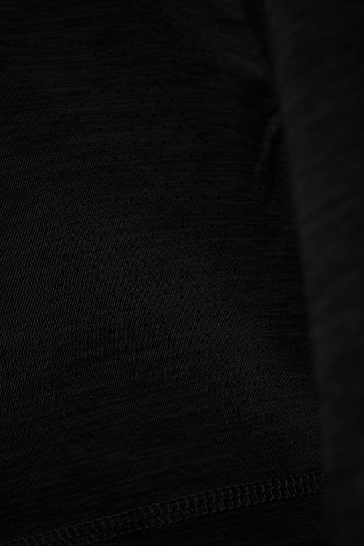 Black Heather hooded long sleeve active performance shirt by Scalesgear.com with a sleek, fitted design and breathable fabric.