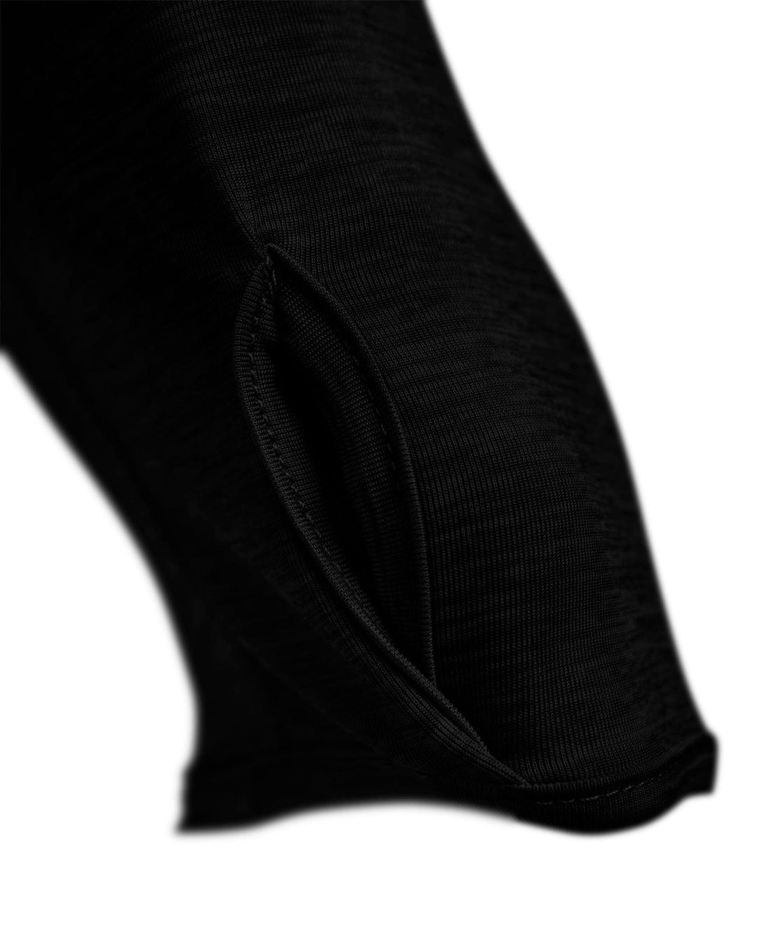 Black Heather hooded long sleeve active performance shirt by Scalesgear.com with breathable fabric and sporty design.