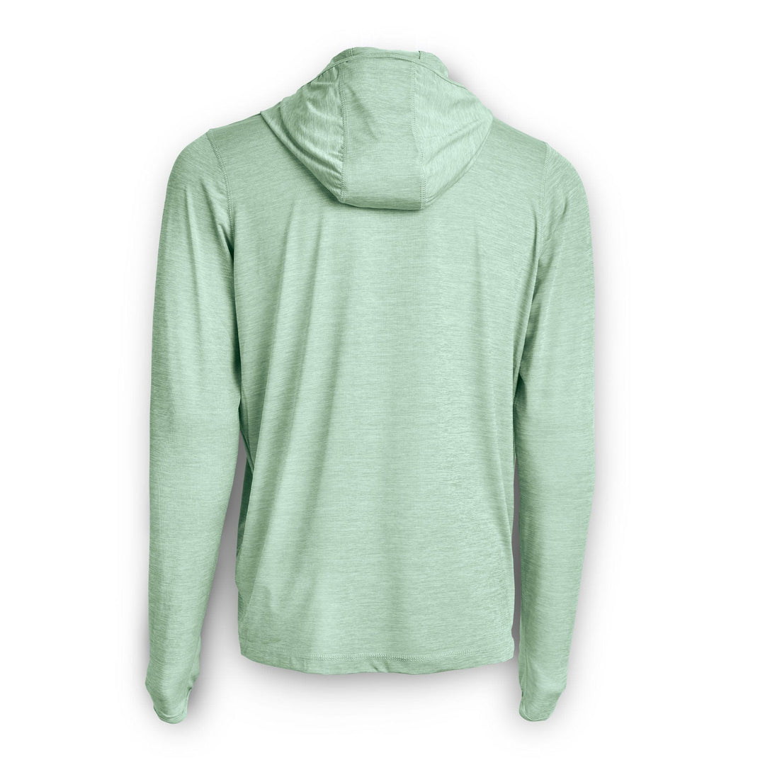 Scalesgear.com iconic hooded active performance long sleeve shirt in mangrove heather, designed for active wear and comfort.
