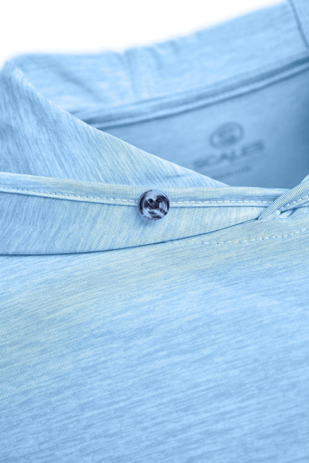 Powder blue hooded long sleeve active performance shirt by Scalesgear.com, designed for comfort and athletic wear.