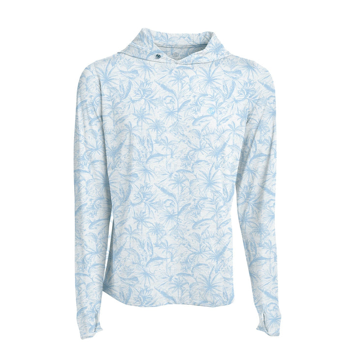 White loose lines hooded active performance long sleeve shirt by Scalesgear.com, designed for active workouts and casual wear.