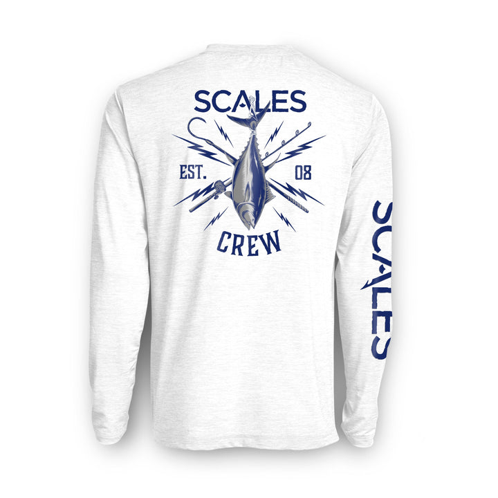 Blue gold long sleeve active performance shirt by Scalesgear.com with sleek design and comfortable fit.