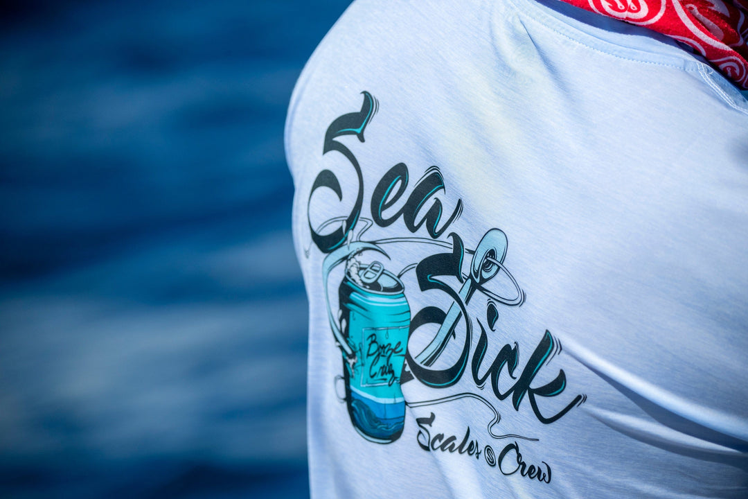 Grey heather Sea Sick L/S Active Performance long sleeve shirt by Scalesgear.com for active sports and outdoor activities.