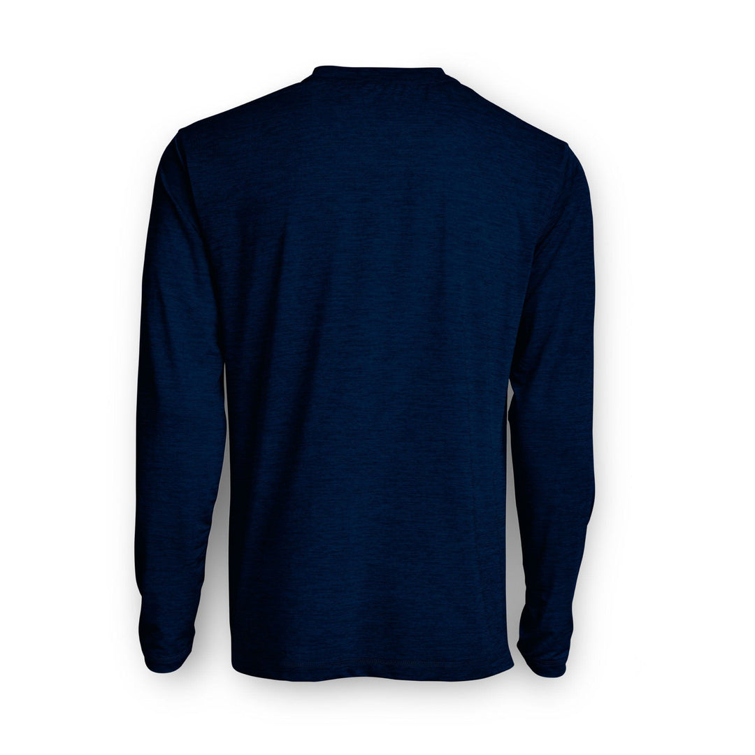 Navy Heather long sleeve active performance shirt by Scalesgear.com, featuring a comfortable fit and athletic design.