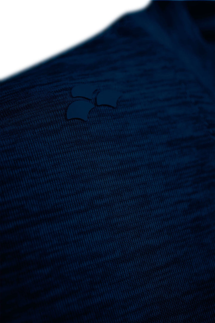 Navy Heather long sleeve active performance shirt by Scalesgear.com, designed for comfort and athletic wear.