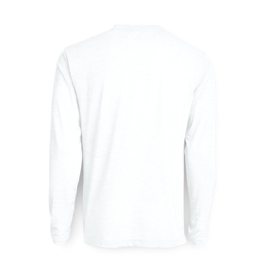 White long sleeve active performance shirt by Scalesgear.com with sleek fit and breathable fabric for athletic wear.