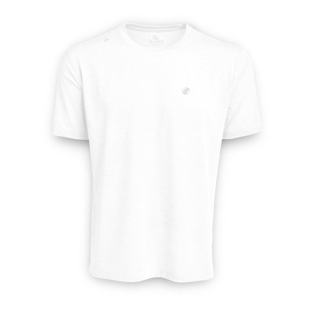 Navy Heather short sleeve active performance t-shirt by Scalesgear.com, lightweight and breathable for workout comfort.