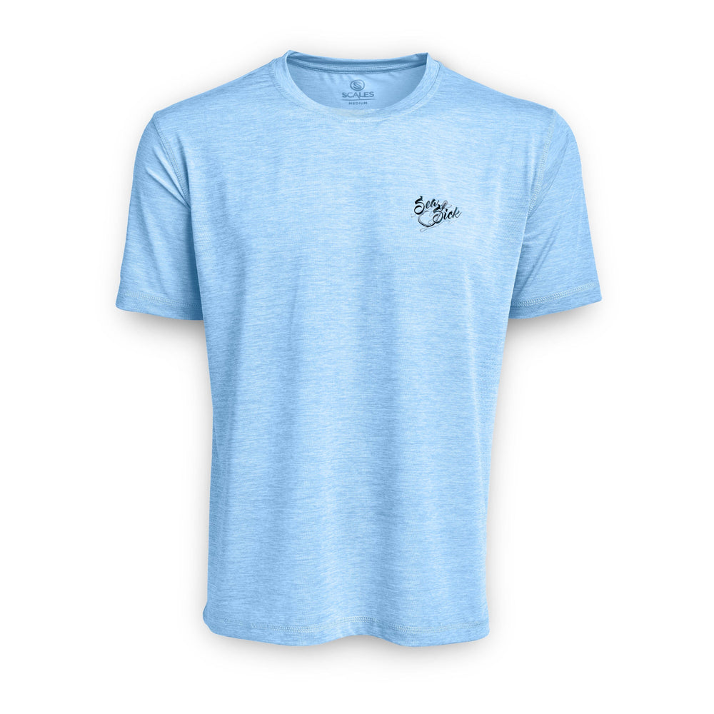 Powder blue Scalesgear active performance short sleeve tee, lightweight and breathable for sports and casual wear.
