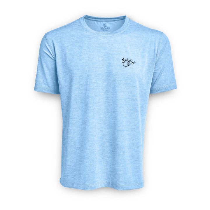 Powder blue Scalesgear active performance short sleeve tee, lightweight and breathable for sports and casual wear.