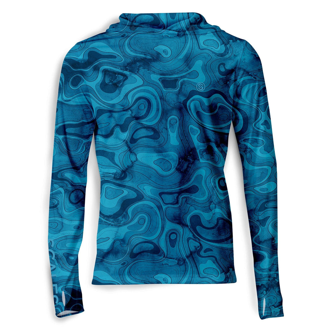 Black Scalesgear Topo Hooded Performance long sleeve shirt with a performance-fit, featuring a hood and moisture-wicking fabric.