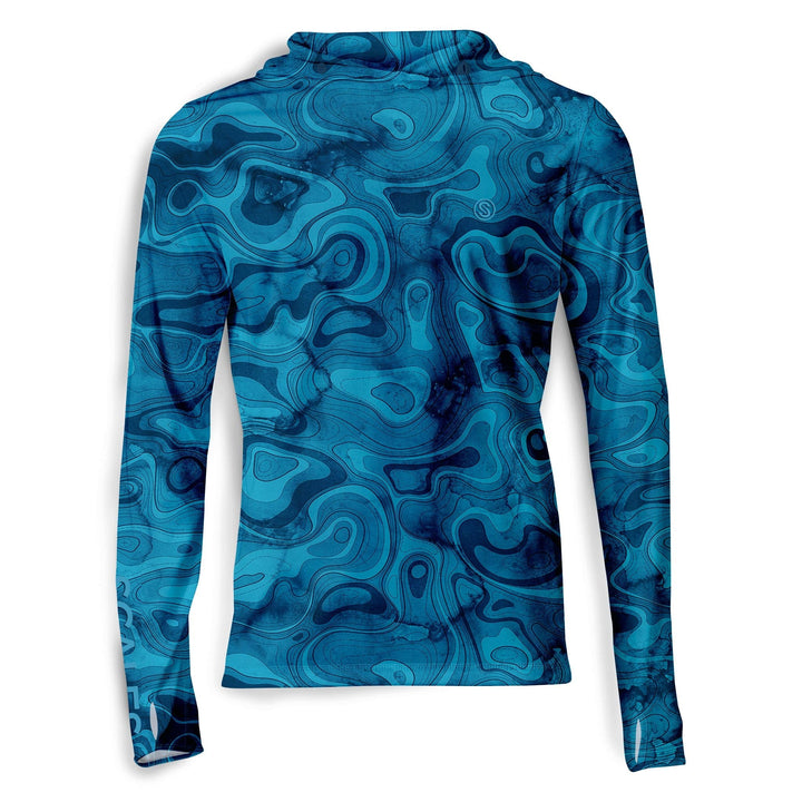 Black Scalesgear Topo Hooded Performance long sleeve shirt with a performance-fit, featuring a hood and moisture-wicking fabric.