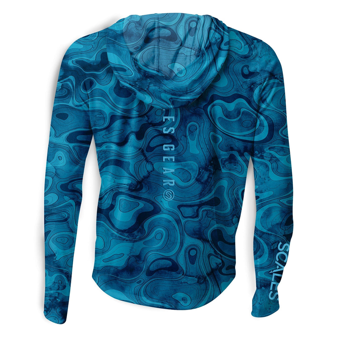 Black Scalesgear Performance Topo Hooded Long Sleeve shirt with a fitted hood and athletic design, ideal for active wear.