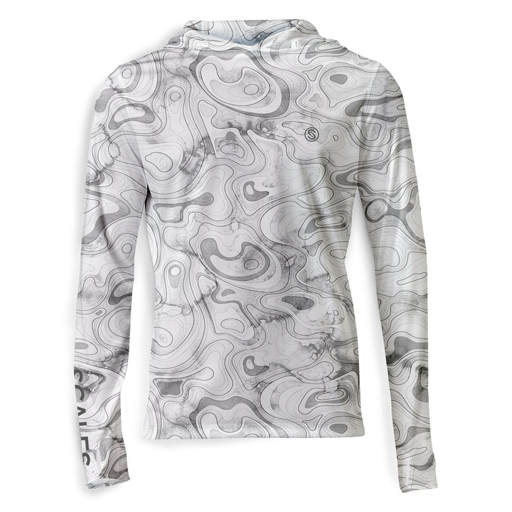 Black Scalesgear Topo Hooded Performance long sleeve shirt, close-up of the hood and fabric texture.