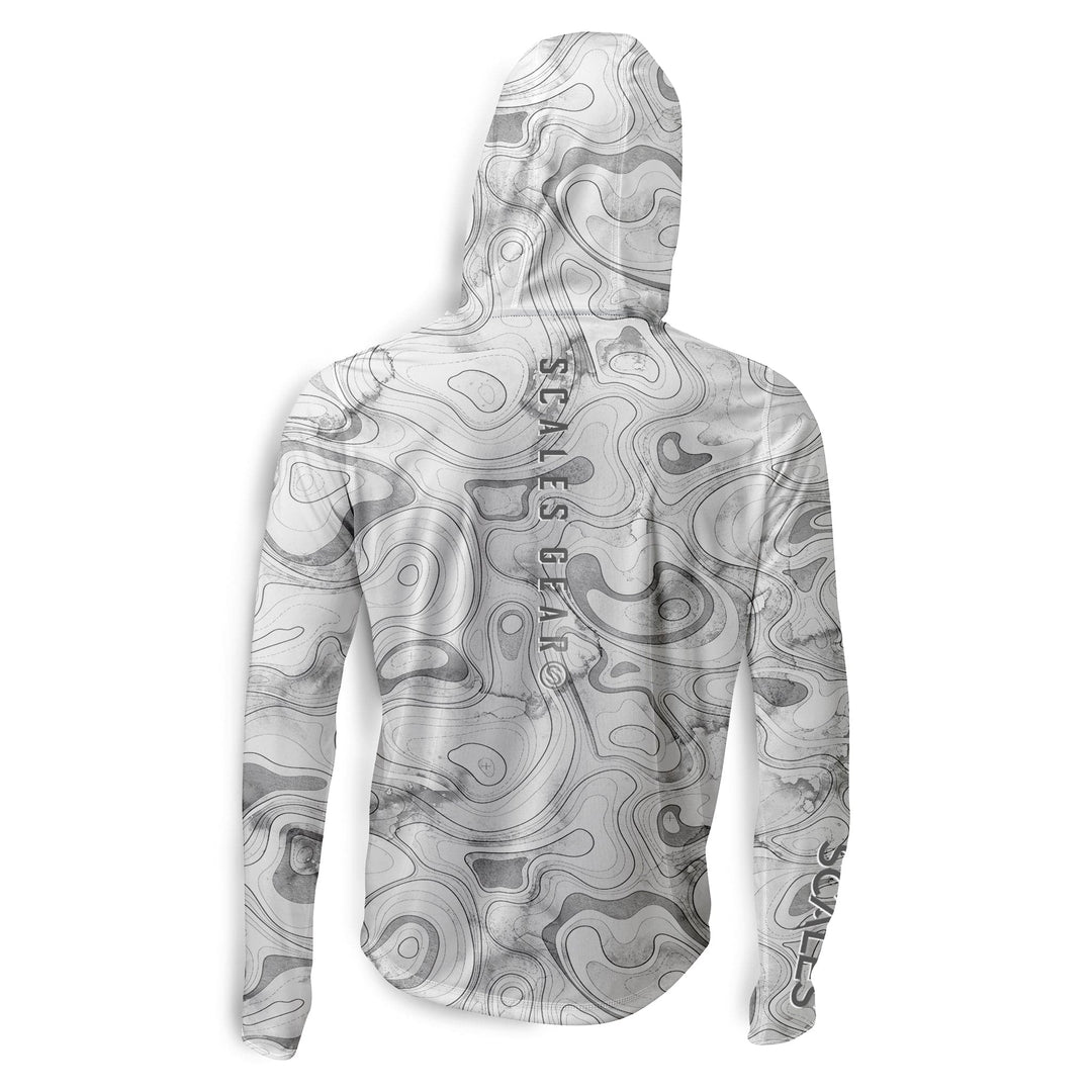 Black Scalesgear Topo Hooded Performance long sleeve shirt with a hood, designed for active wear and outdoor activities.