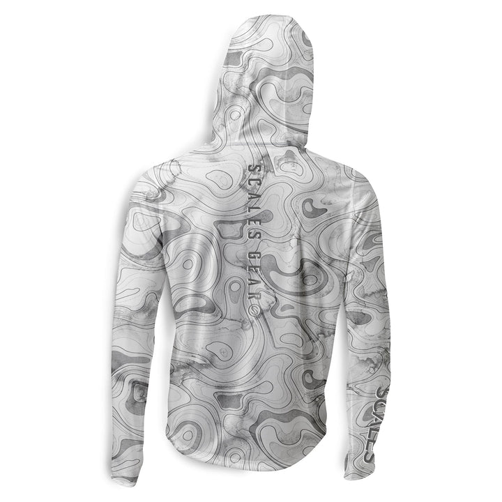 Black Scalesgear Topo Hooded Performance long sleeve shirt with a hood, designed for active wear and outdoor activities.