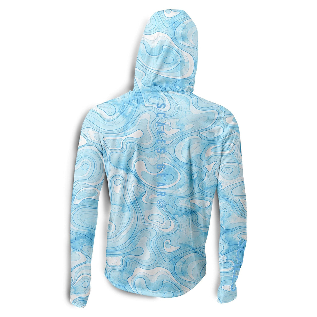 Black Scalesgear Topo Hooded Performance long sleeve shirt with a fitted hood and athletic design for active wear.
