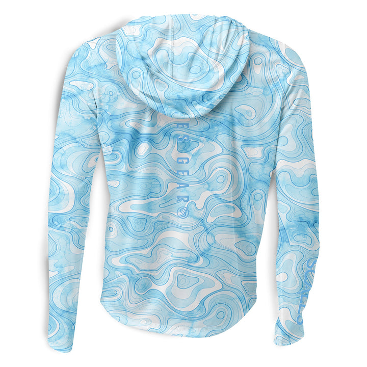 Black Scalesgear.com Topo Hooded Performance long sleeve shirt with a hood, designed for active wear and outdoor performance.