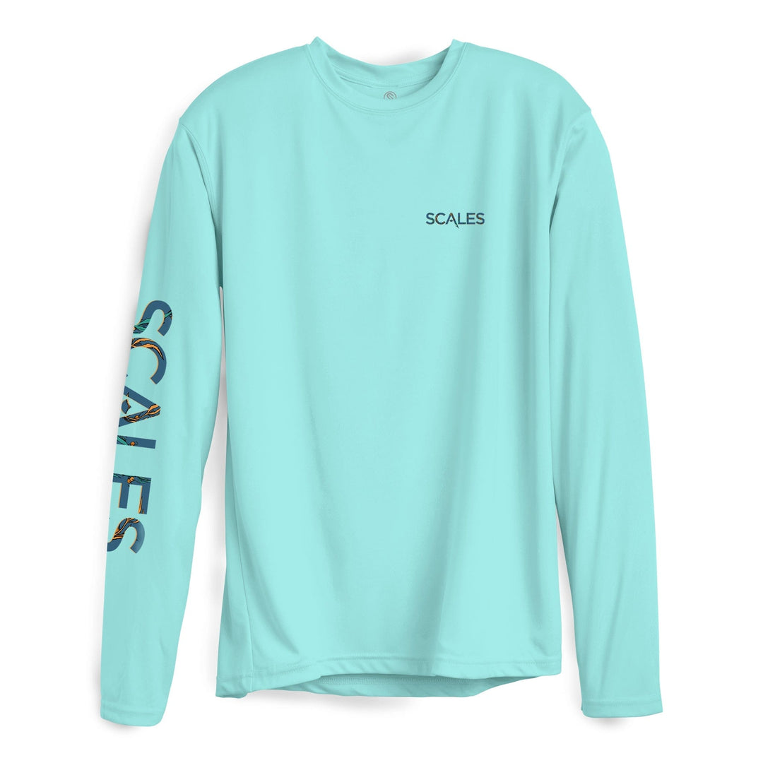 Seafoam green Dorado L/S Performance long sleeve tee by Scalesgear.com, featuring a comfortable, fitted design for active wear.