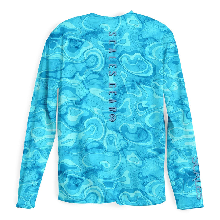 Blue Scalesgear Topo LS Performance Long Sleeve Tee with moisture-wicking fabric and athletic fit, designed for active wear.