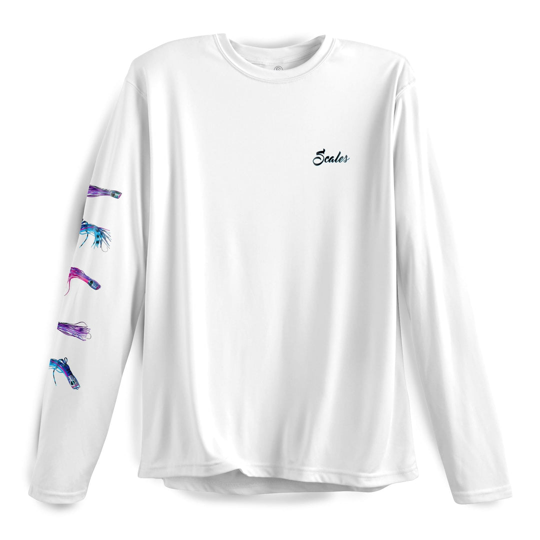Grey Chasing Skirts LS Performance long sleeve tee by Scalesgear.com, featuring a comfortable fit and performance fabric.