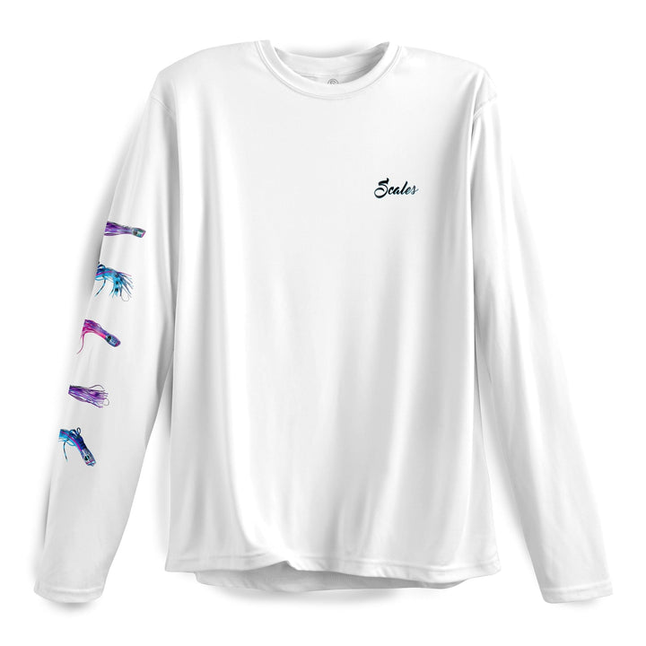 Grey Chasing Skirts LS Performance long sleeve tee by Scalesgear.com, featuring a comfortable fit and performance fabric.