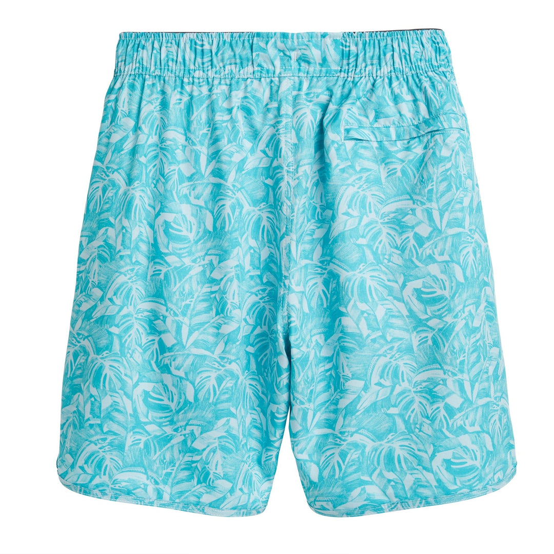 Aqua Jungle Sail Captain Snacks Volleys shorts by Scalesgear.com, featuring a vibrant jungle sail design on lightweight volley shorts.