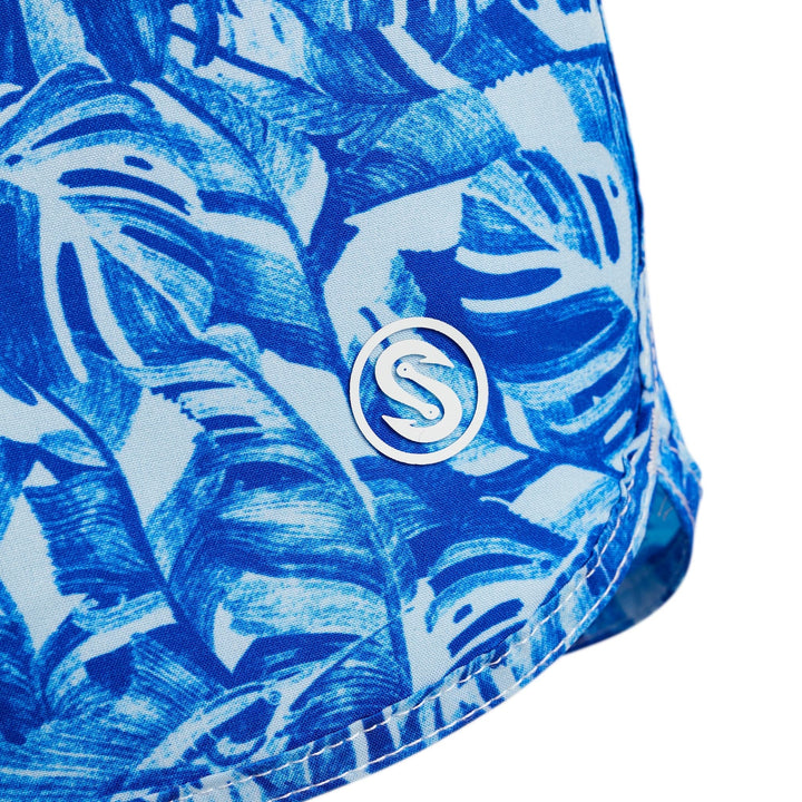 Royal blue Jungle Sail Captain Snacks Volleys shorts by Scalesgear.com, featuring a sporty design and comfortable fit.