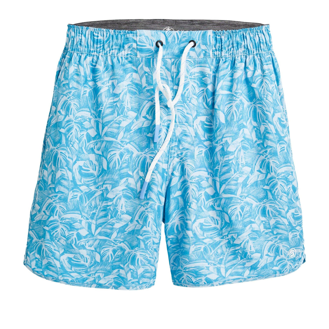 Powder blue Jungle Sail Captain Snacks Volleys shorts by Scalesgear.com, featuring a comfortable, casual design with a relaxed fit.