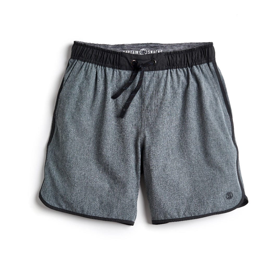 Black Heather Solid Captain Snacks Volleys shorts by Scalesgear.com, lightweight and comfortable volleyball shorts with a casual fit.