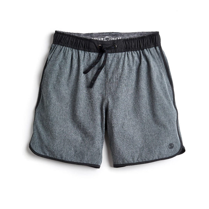 Black Heather Solid Captain Snacks Volleys shorts by Scalesgear.com, lightweight and comfortable volleyball shorts with a casual fit.