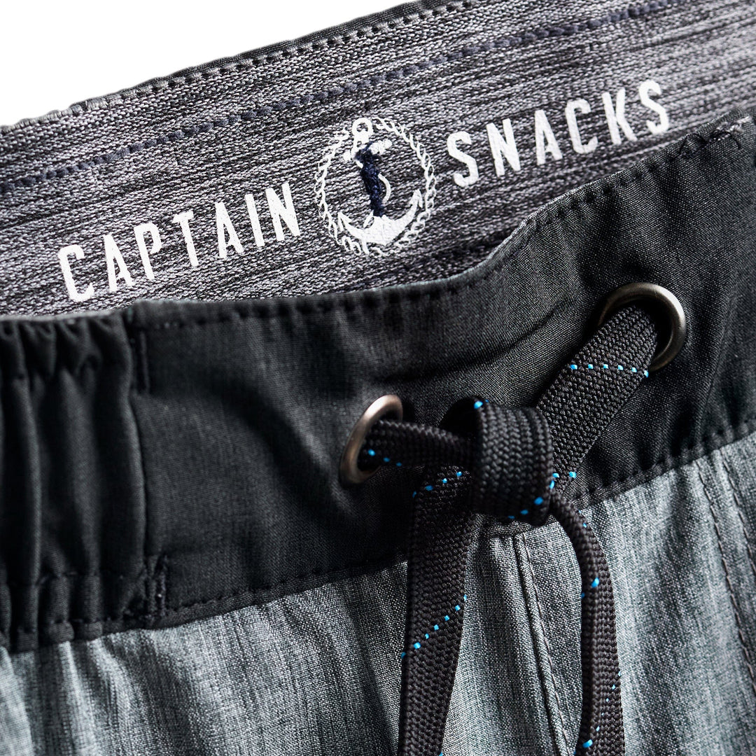 Black Heather Solid Captain Snacks Volleys shorts by Scalesgear.com with a comfortable, casual fit for active wear.