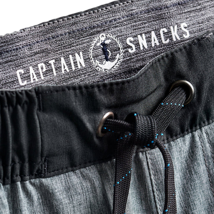 Black Heather Solid Captain Snacks Volleys shorts by Scalesgear.com with a comfortable, casual fit for active wear.