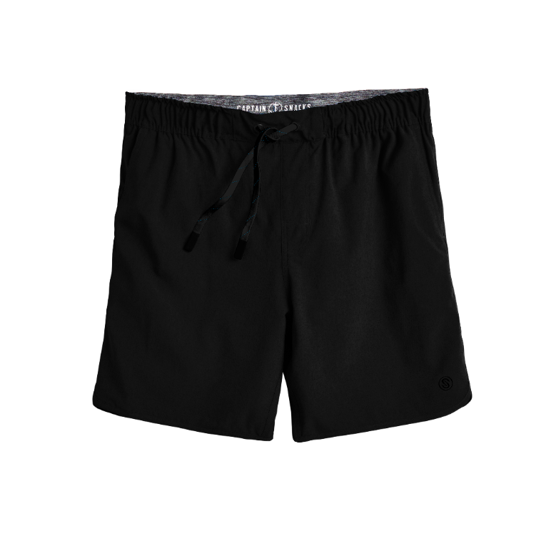 Black Heather Solid Captain Snacks Volleys shorts by Scalesgear.com, featuring a comfortable fit and casual style.