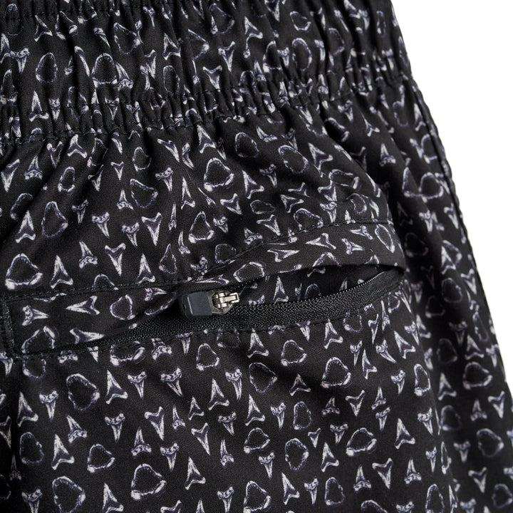 Black Jaws Captain Snacks Volleys shorts by Scalesgear.com featuring a relaxed fit and graphic design on the front.