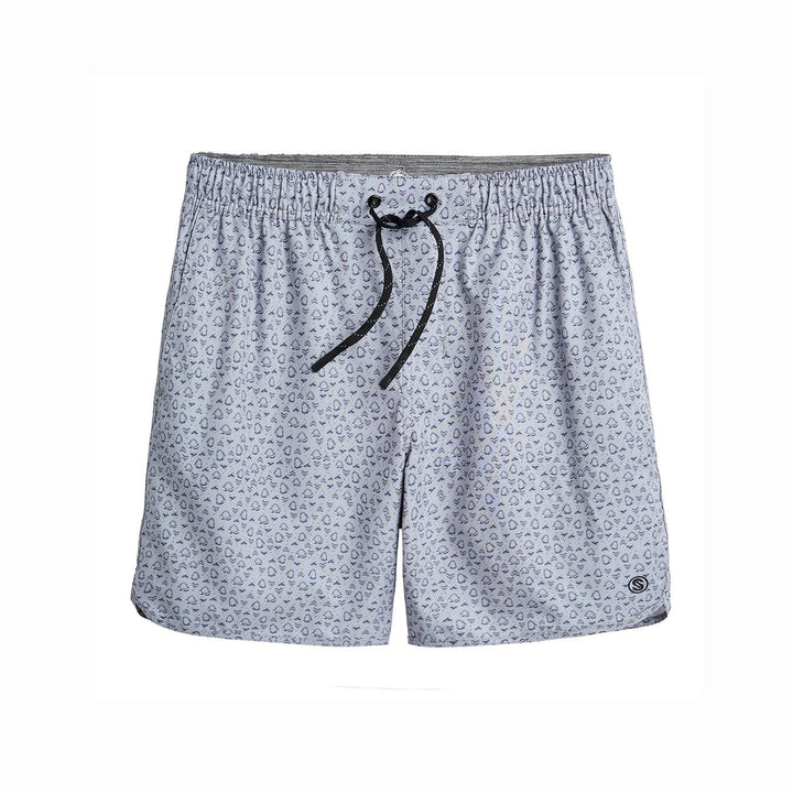 Grey Jaws Captain Snacks Volleys shorts by Scalesgear.com, featuring a casual fit and graphic design on the front.