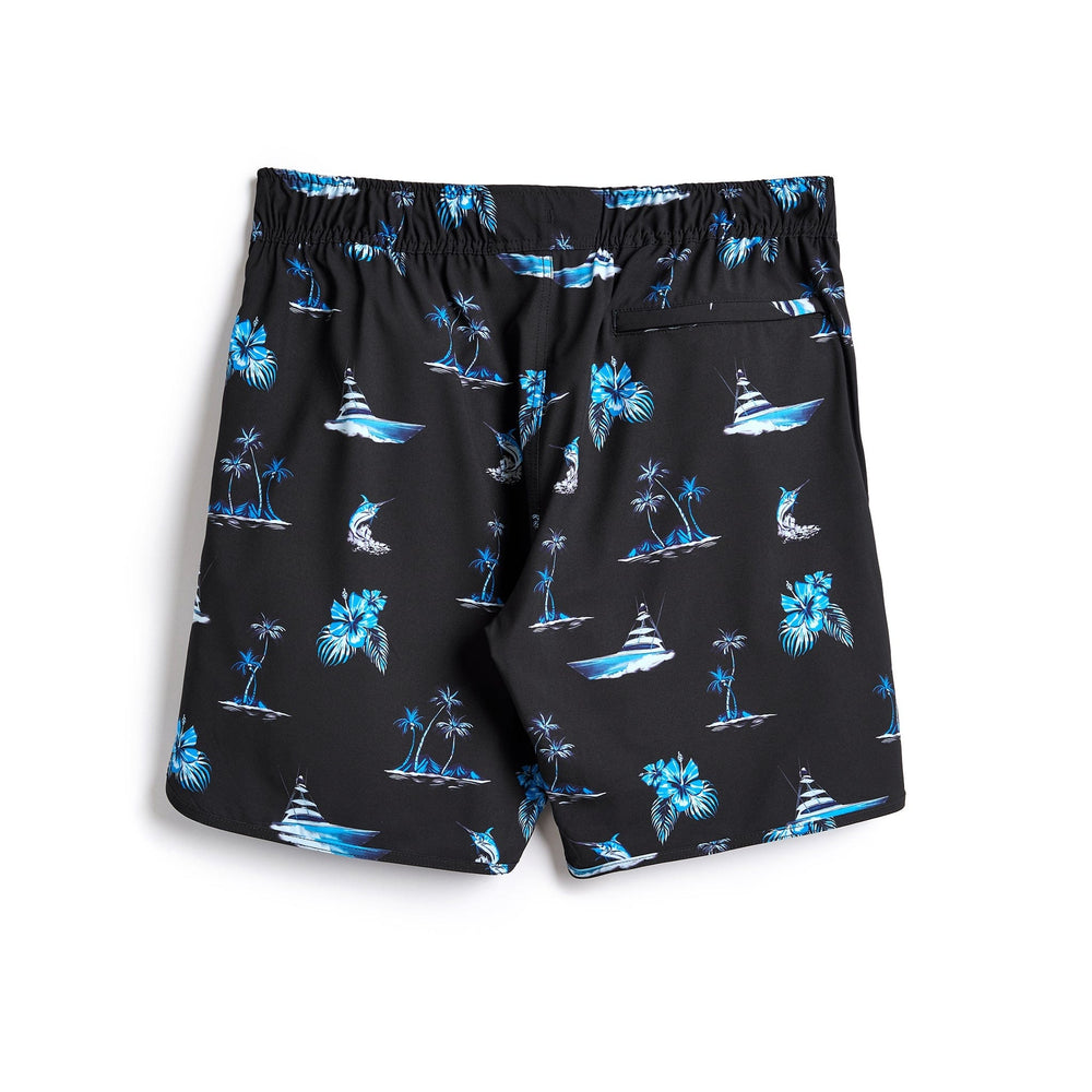 Black Sporty Captain Snacks Volleys shorts by Scalesgear.com, featuring a comfortable fit and sporty design.