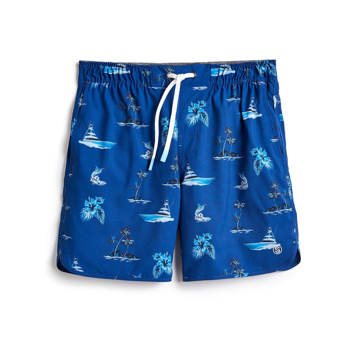 Marine blue Sporty Captain Snacks Volleys shorts by Scalesgear.com featuring sporty design and comfortable fit.