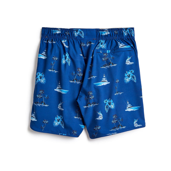 Marine blue Sporty Captain Snacks Volleys shorts by Scalesgear.com, featuring a comfortable fit and sporty design.